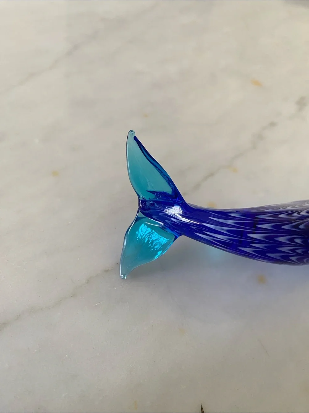 Lenox Art Glass Dolphin Figurine Set (2) Cobalt Blue Glass
